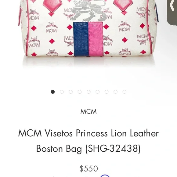 AUTHENTIC MCM Visetos Lion Tote Boston Bag + Dust Bag - Picture 12 of 12